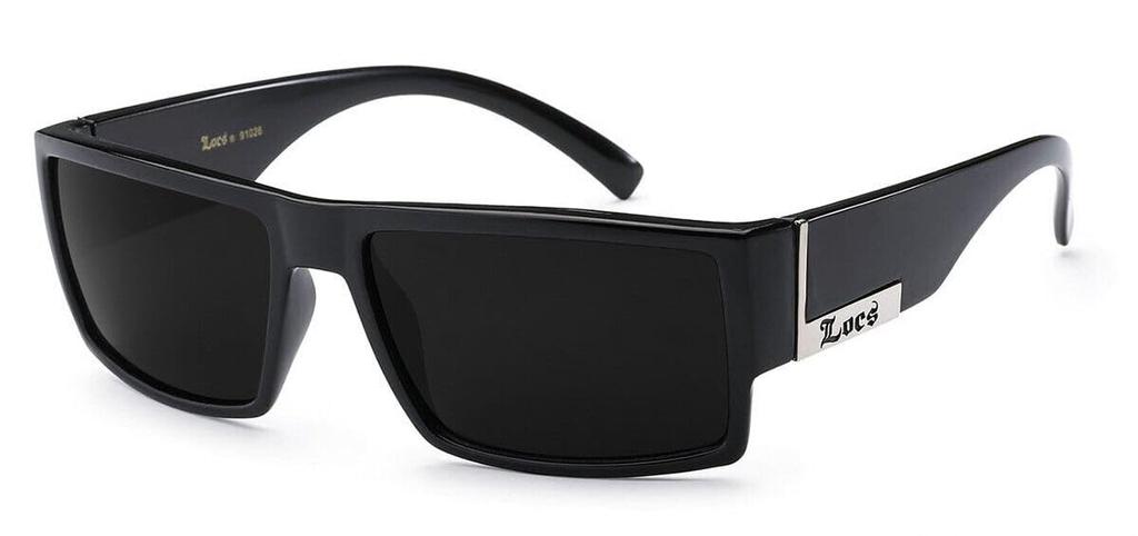 Locs Flat Top Gangster Black and Silver 91026 Men's Sunglasses, Frame,