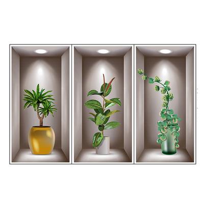 Adhesivos de Pared Simulación 3D Tridimensional Plantas Verdes En Maceta Papeles Pintados