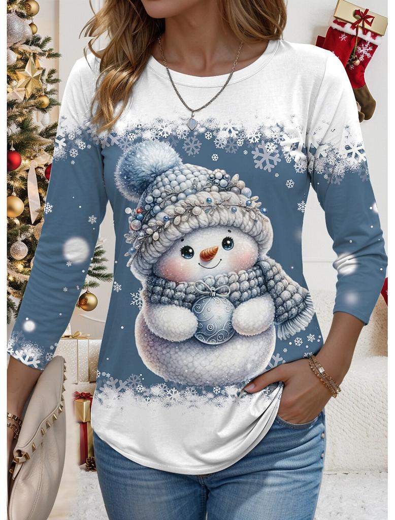 Women's Sweatshirt 3D Prints Christmas Theme Kawaii Graphics Long Sleeve T-shirt Casual Loose Fit O-Neck Tee Long Sleeve Tops