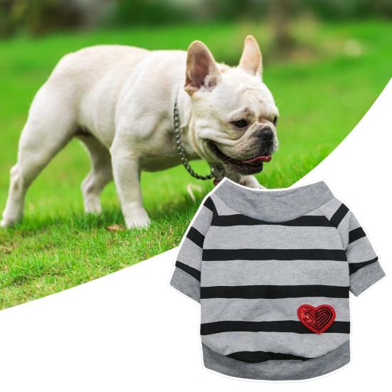 Pet Vest Stripe Pattern Dress-Up Breathable Pullover Type Comfy Dog Clothes for Home Wear
