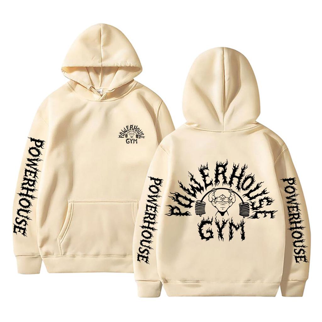 Powerhouse Gym Logo Grafikdruck Hoodie Herren Damen Gothic Rock Übergroß Geek Fitness Sweatshirt Mann Lässig Langarm Pullover
