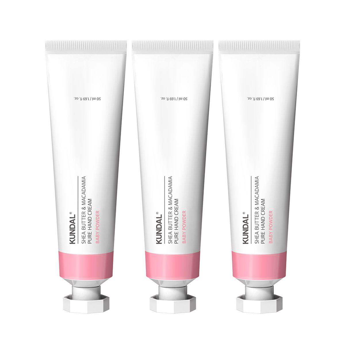 Shea Butter & Macadamia Pure Hand Cream 50ml 3-Piece Set Baby powder