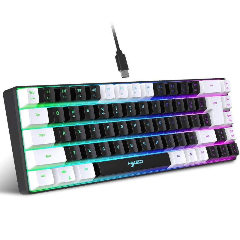 Teclado Mecânico para Jogos V200 68 Teclas 20 Retroiluminação RGB Teclado de Membrana Cabo USB Tipo C para Jogadores e Trabalhadores de Escritório