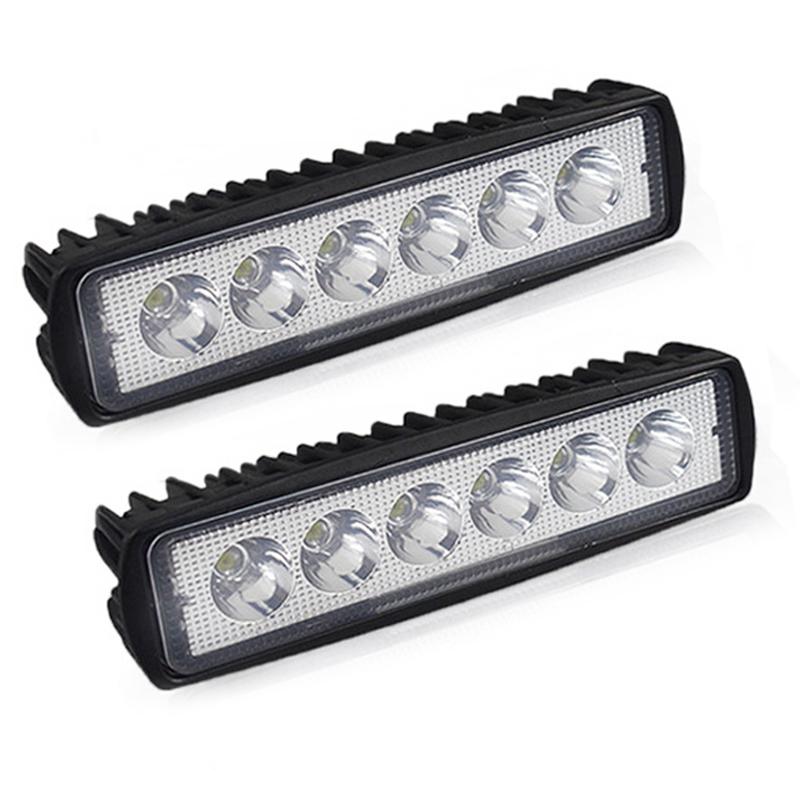 18w 6 LED Car Work Light DRL Spotlight High Bright Waterproof Auto Offroad SUV Truck Headlight Driving Warning Lamp 12-24V 6000K
