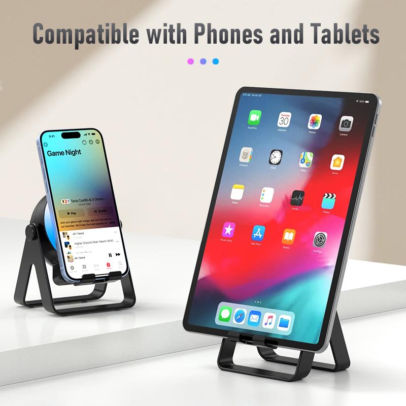 Multifunction 4 IN 1 Wireless Induction Audio Bluetooth Speaker, 360° Rotation Stand with LED-Universal Speaker Stands