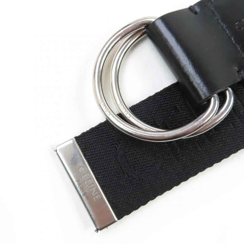 Vynikající CELINE pásek Logo design střední dvojitý kroužek v kůži černý Dámský 45AVS2AG6 Použitý