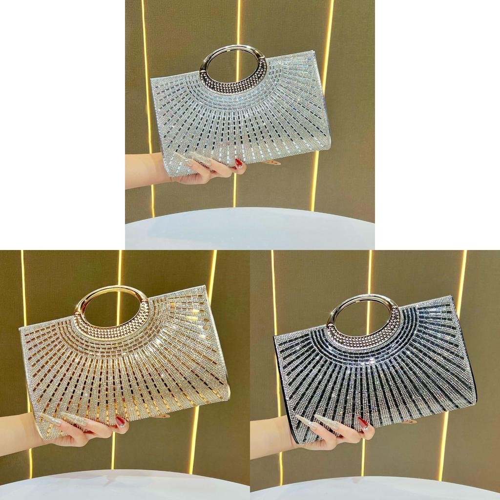 Luxury Evening Clutch Bag With Sparkling Waterdiamond Chain For Formal Events