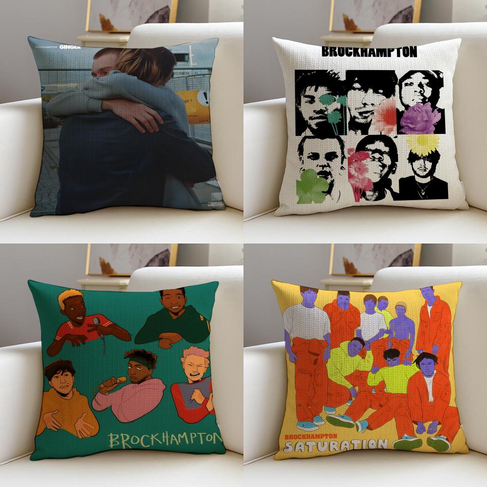Bold BBROCKHAMPTONS Cushion Cover Breathable and Skinfriendly Linen Pillowcase Square Removable and Washable Cushion