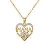 Mothers Day Gift Necklace Rhinestone Heart-Shaped Pendant Anti-Oxidation Alloy Mother Clavicle Necklace Jewelry for Daily Wear Gifting
