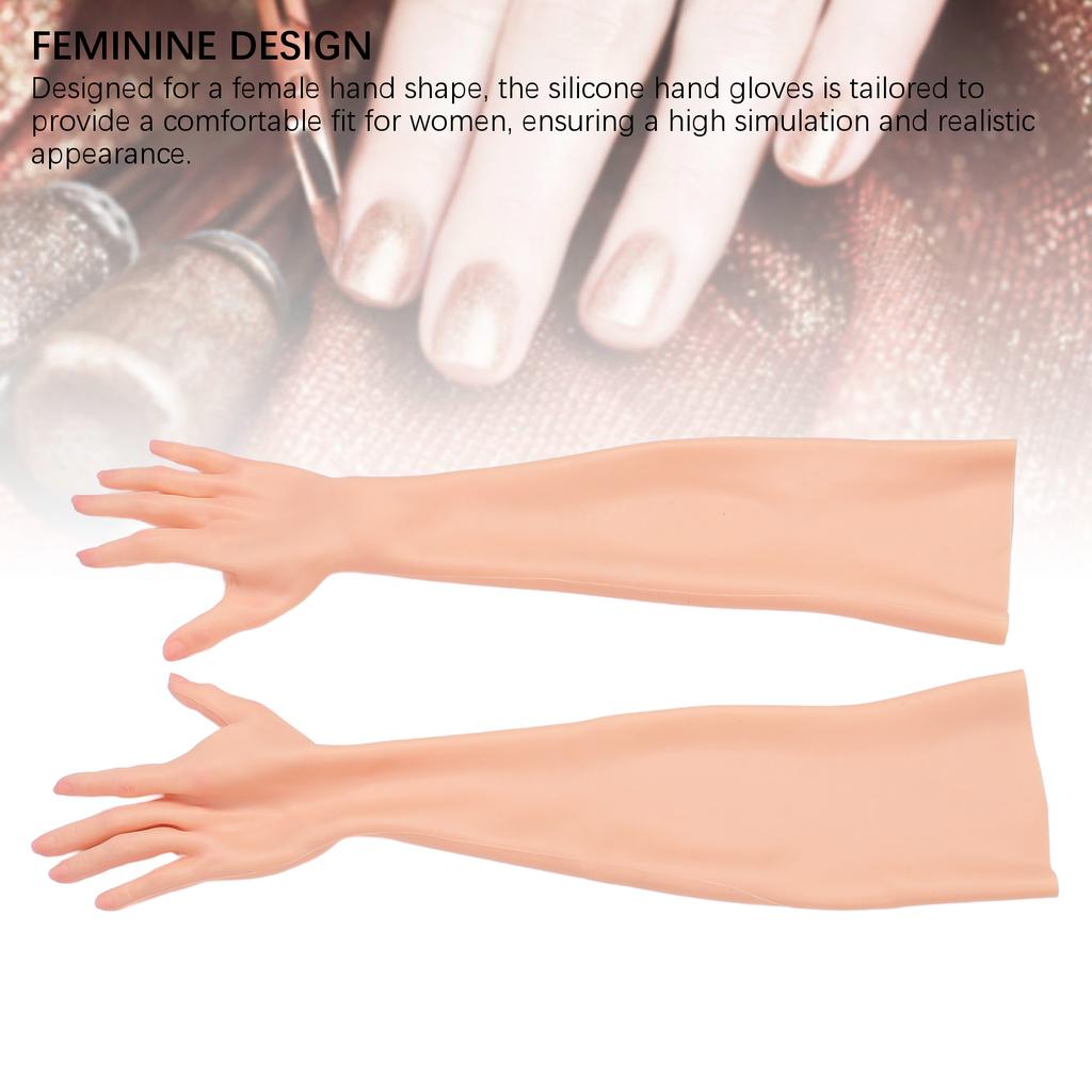 1 para silikonowych realistycznych rękawic pełnorękawowych, bardzo symulowanych, sztucznych dłoni żeńskich do protez skórnych, dla crossdresserów, cosplay