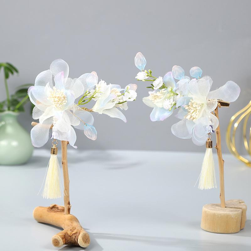 Flower Hair Clips Forks Chinese Hanfu Hair Accessories for Women Hairpin Fork Handmade Vintage Wedding Hair Jewelry Retro Crowns for Girl and Women