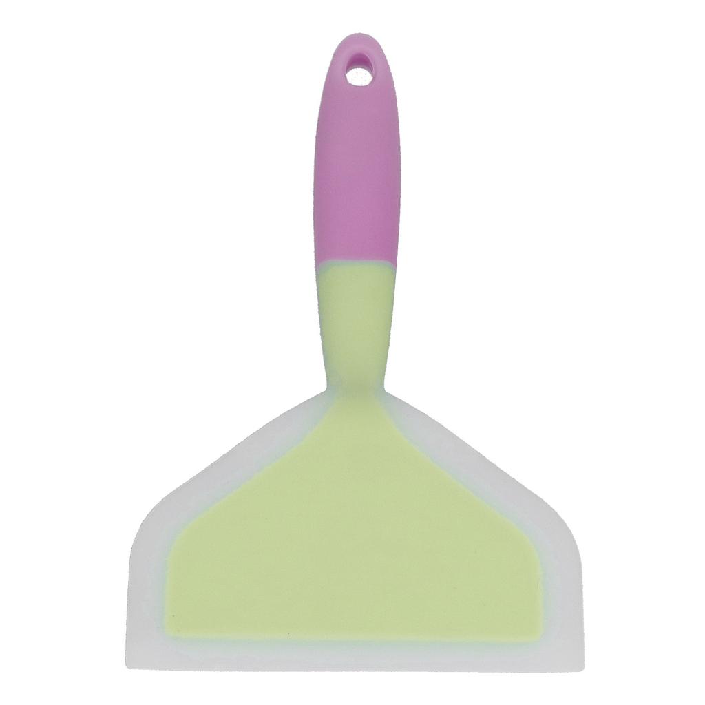 Cooking Spatula Transparent Twocolor Silicone Wide Mouth Frying Spatula Pancakes Fried Shovel for Home Kitchen(Green Spatula Head )