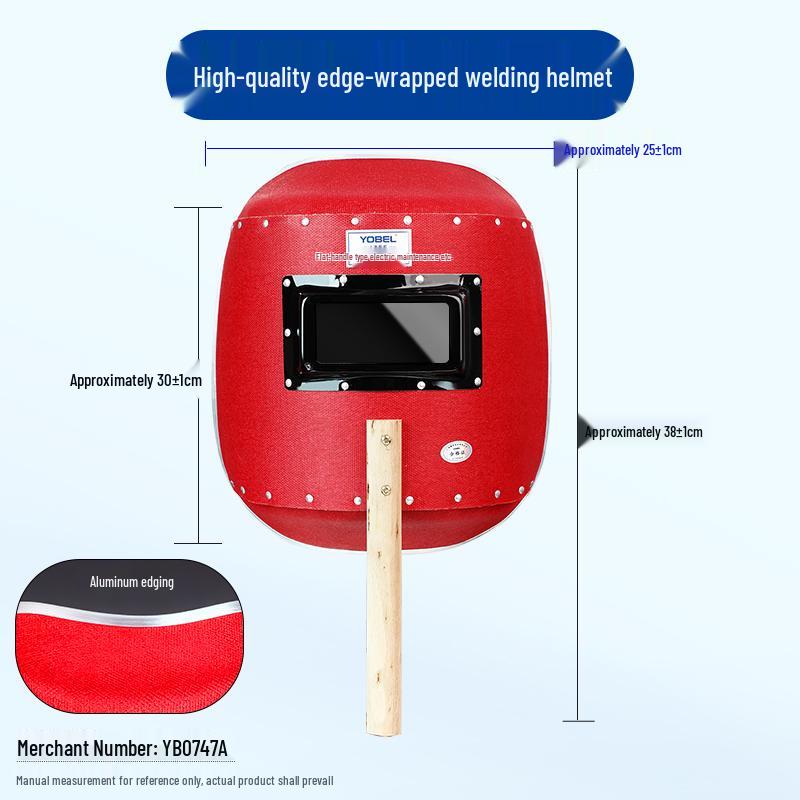 Red Handheld TIG Welder Welding Mask - Steel Paper Protection, Anti-Burn, Breathable Helmet