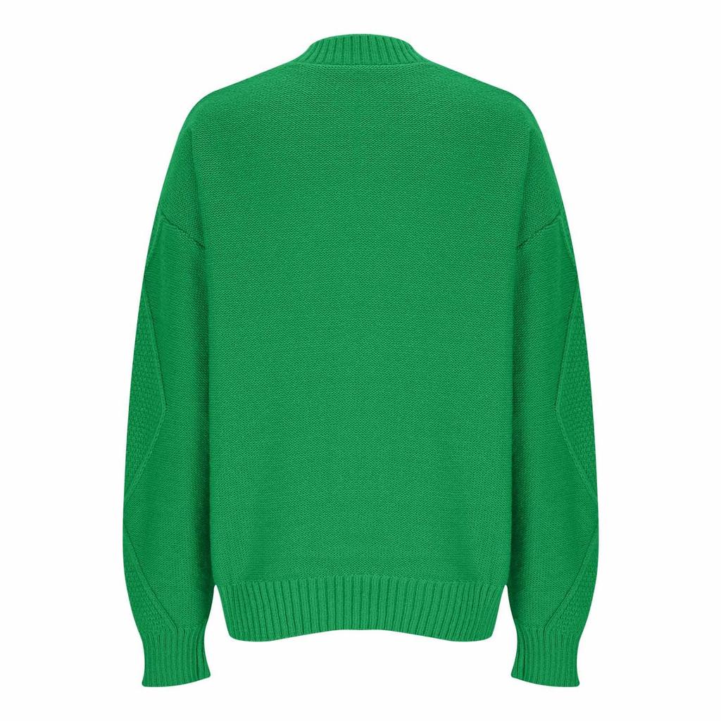 Women's Fashion Casual V-neck Twill Knitted Sweater Long-sleeve Top