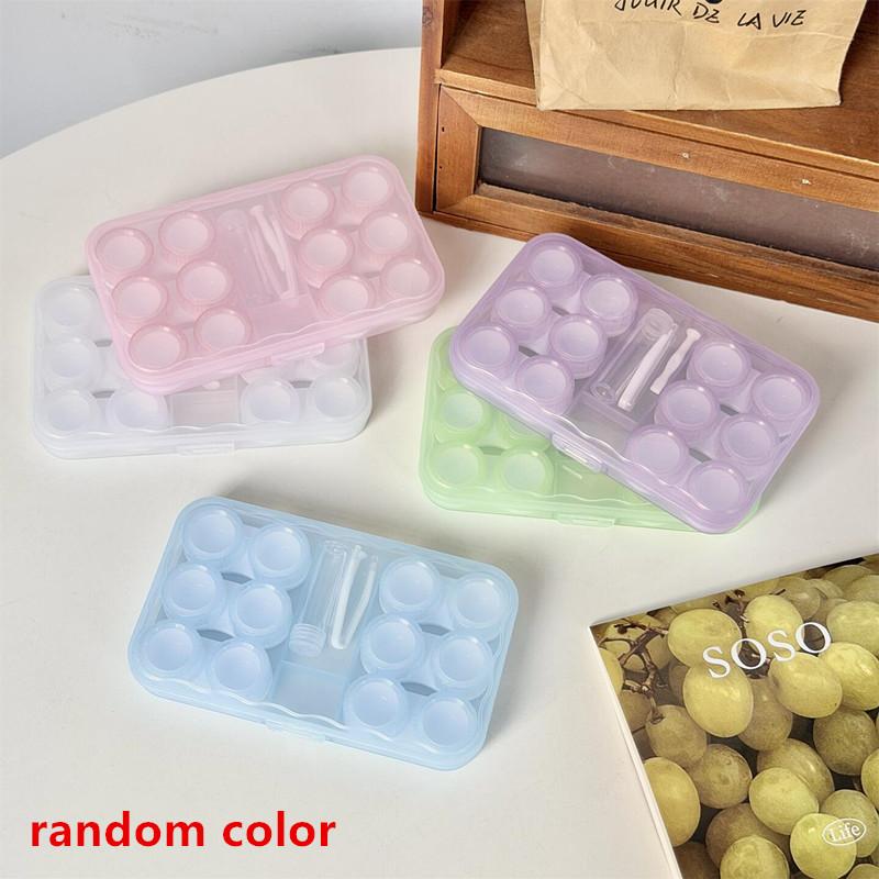 Transparent Fresh Portable Contact Lens Case Color Retro Morandi Companion Box Six Pairs Nursing Contact Lens Storage Box