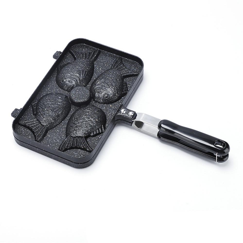 Kitchen Japanese Taiyaki Double Fish Shaped Hot Dessert Waffle Cake Maker Pan Japanese Pancake Double Pan Fry Pan Waffle Molds