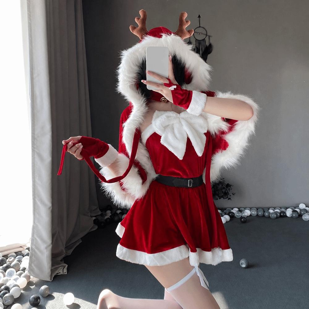 Santa Claus Cosplay Christmas Outfit Gold Velvet Christmas Perform Costume  Nightclub Bar