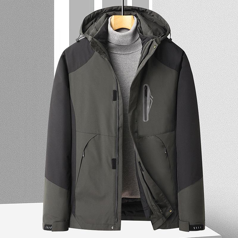 

Мужские зимние хлопковые куртки среднего возраста со съемной подкладкой для людей среднего и пожилого возраста, а также бархатные и утолщенные куртки Свободная папина одежда XXXL армия зеленый