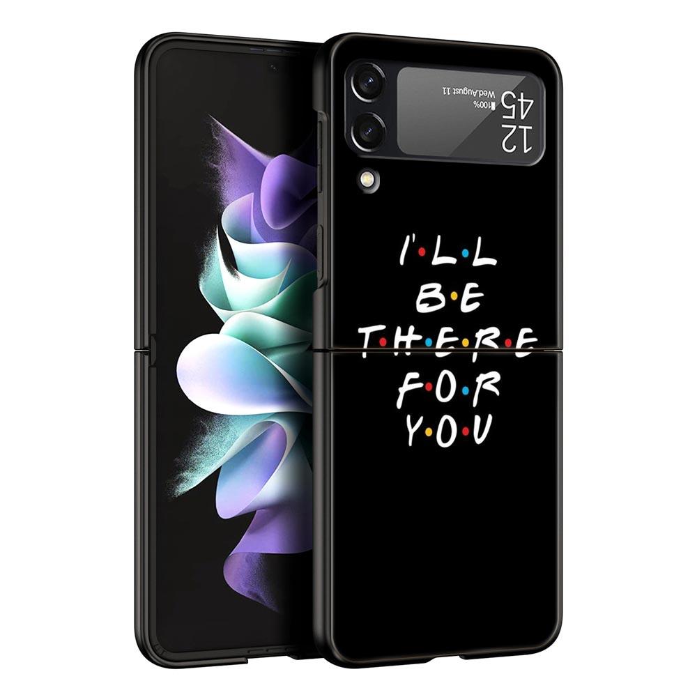 Hard PC Phone Case For Samsung Galaxy Z Flip 7 6 5 4 Black Cover For Galaxy Z Flip 3 Foldable Shockproof Friends TV Fundas Bags