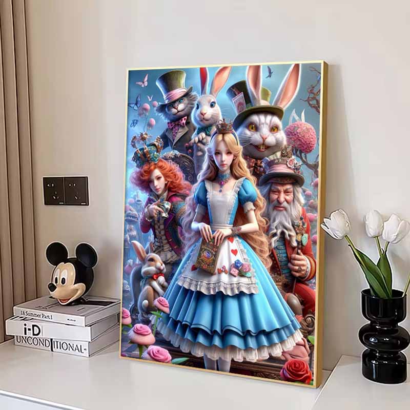 Disney 5D DIY Diamond Painting Alice in Wonderland Group Portrait Illustration Embroidered Mosaic Cross Stitch Home Decor Gifts Crafts