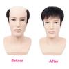 Men Short Straight Hairpiece with Bangs BaldSpots Gray Hair Coverage High Temperature Fiber Male Black Synthetic Hair Wig
