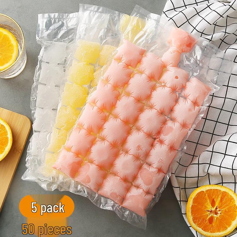 Jednorázový ledový obklad z mučenky a forma na jedlé ledové kostky - Samouzavírací chladicí sáček s malými přihrádkami.