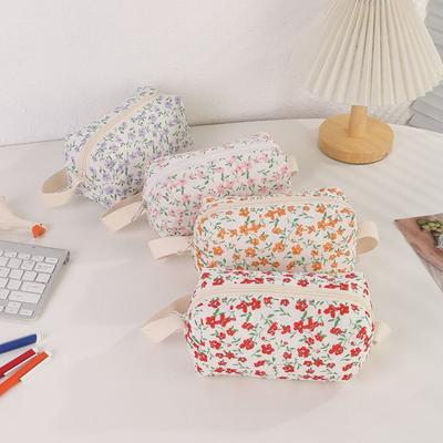 Multifunctional Gardenia Pen Bag Handheld Portable Pencil Case Makeup Bag Home&Travel