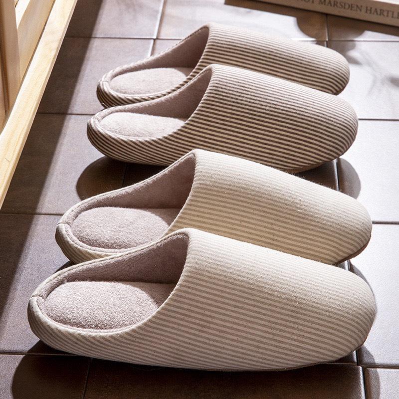 Zapatillas de Algodón Silenciosas Estilo Japonés para Mujer - Suela Blanda Cuatro Estaciones, Terciopelo Cálido, Silenciosas para Interiores, Ideales para Posparto, Parejas