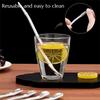 Metal Straw Stirring Spoons for Drinking, 304 Stainless Steel Reusable Tea Cocktail Filter With Brush Kitchen Bar Utensil