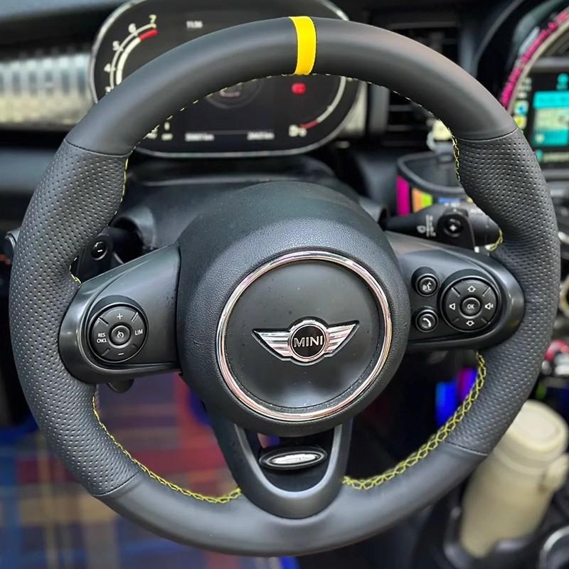 Hand-stitched Suede&leather Full Coverage Car Steering Wheel Cover for Mini Cooper S JCW F54 F55 F56 F57 F60 Countryman
