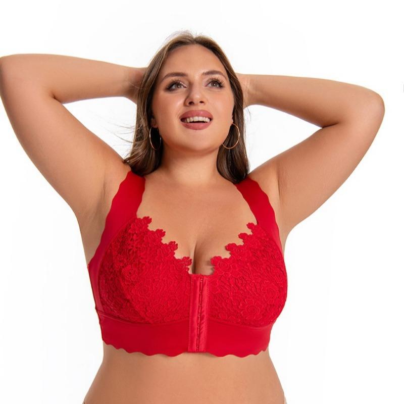 Large Size Front Clasp No-padded Thin Underwear Beautiful Back Seamless Large Chest Push-up Bra