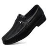 Fashion High End Brand Men's Genuine Leather Shoes Trendy Gray Flat Loafers Versatile Men's Business Dress Shoes Big Size: 36-47