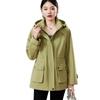 Women's Fashionable Mid-Length Hooded Trench Coat, 2025 Spring/Autumn, New Korean Loose High-End Design.