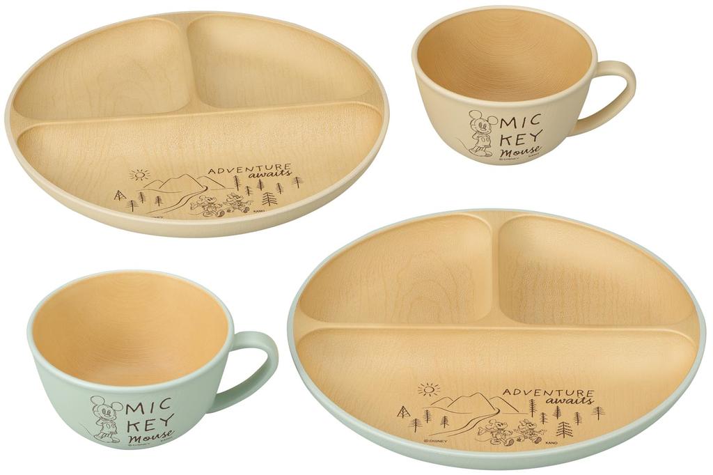 Kano Disney Mickey Adventure Antibacterial Set 50 (2 mugs, 2 lunch plates) Ivory/Green 17035
