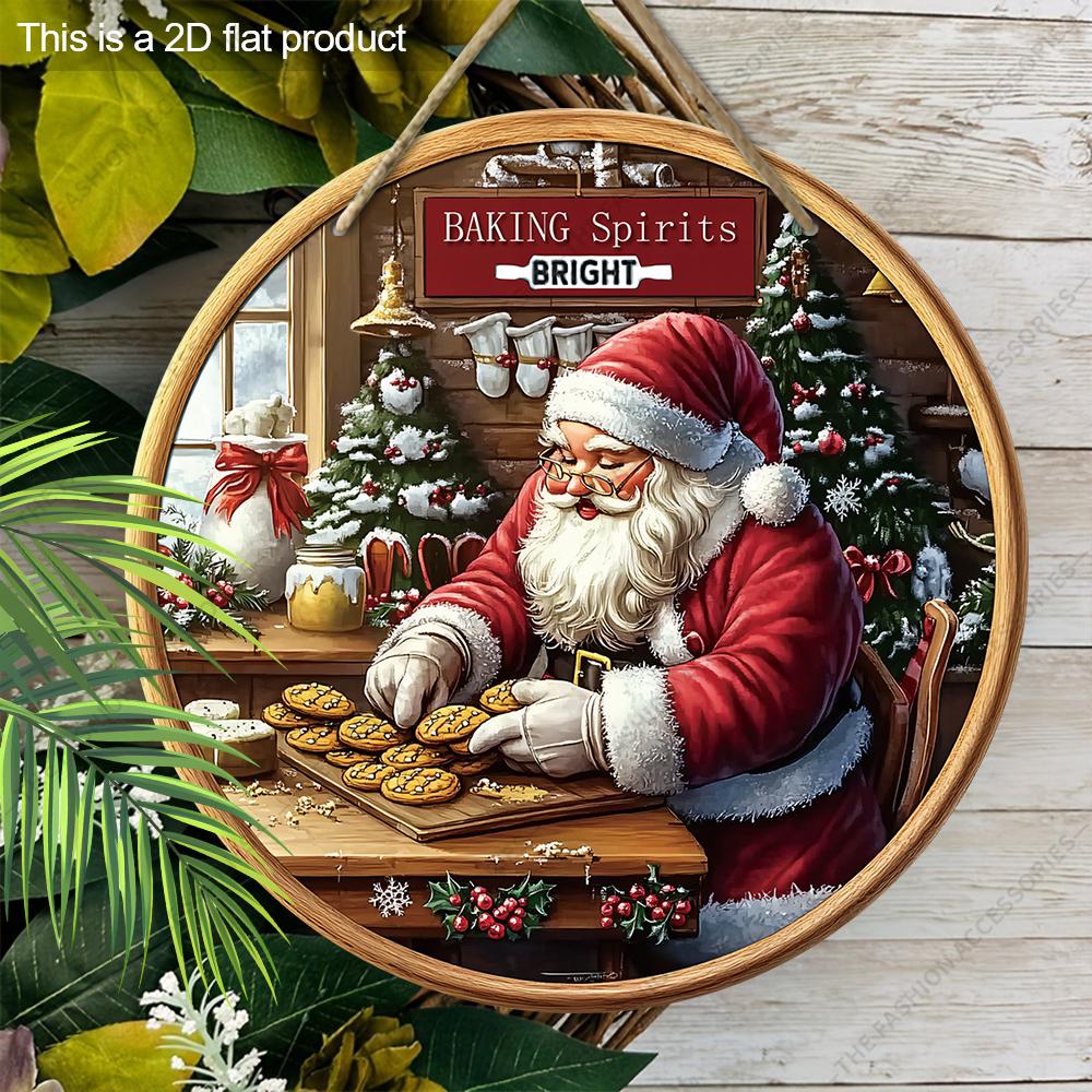 Christmas decoration sign,indoor hanging decorations,wall art,2D flat Wooden products with Santa Claus patterns,Christmas gifts for friends and family