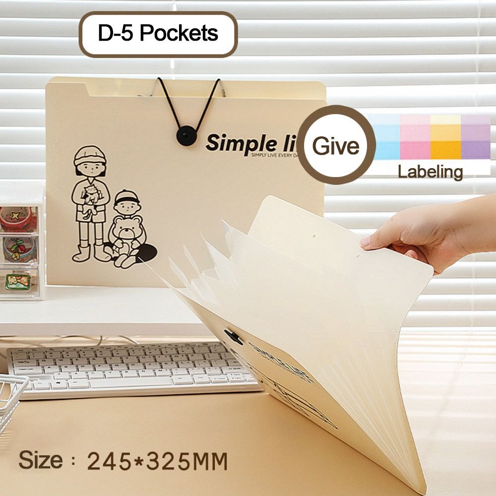 

5/8/12 Pockets A4 Paper Storage Bag PP File Organizer Simple A4 File Folder School Office D-5 Pockets