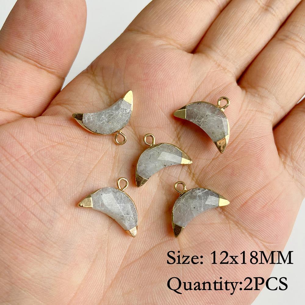 Natural Flash Labradorite Stone Charm Pendant Healing Semi-precious Stone Connector for Jewelry Making Necklace Accessories Gift