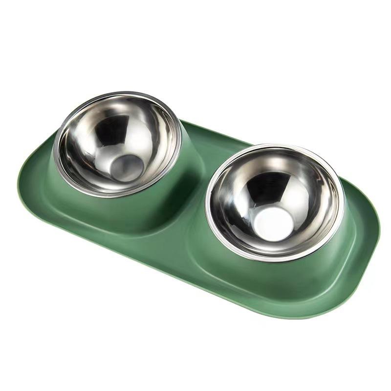 

Neck Protective Pet Bowl Stainless Steel Nonslip Cat And Dog Supplies Feeding 40x23x8cm зелений