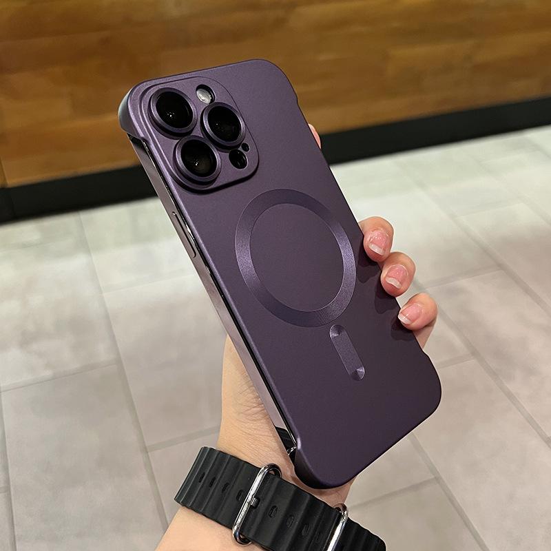 "Magnetic Frameless Case for iPhone 14 Pro/15 Plus with Heat Dissipation"