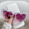Heart Shape Large Frame with Pearl Sunglasses Women Men Fashion Sun Glasses Shades Vintage Retro UV400 Eyewear for Female