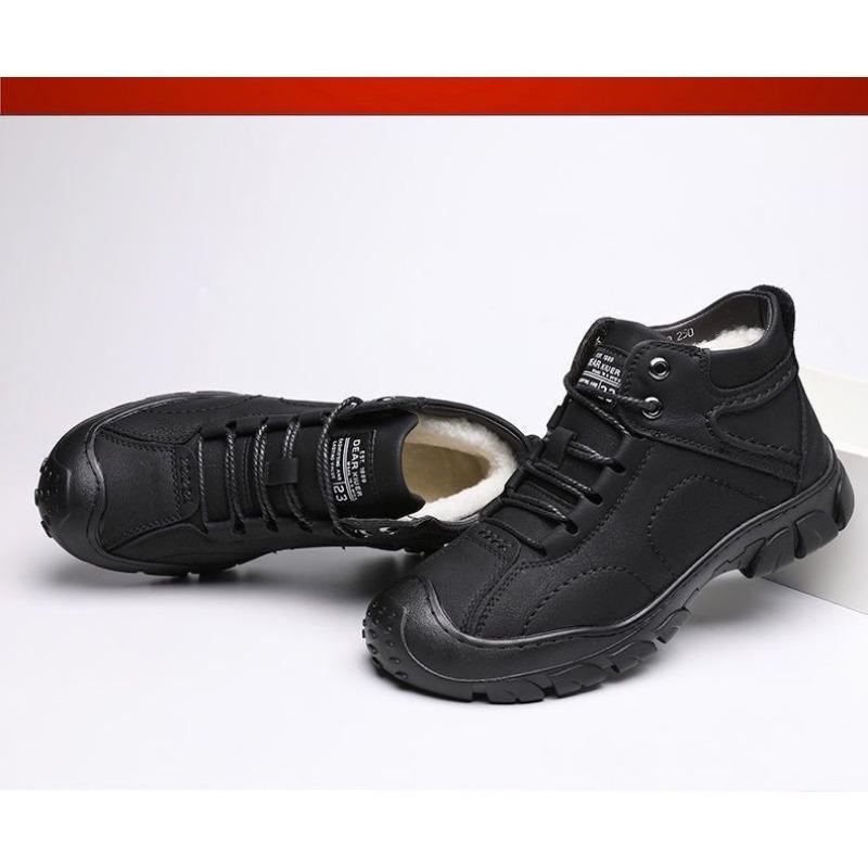 Autumn and Winter High Top Men's Casual Shoes, Thick Soled Cotton Shoes with Plush Insulation, Men's Snow Boots