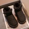 Girls' Plush and Thick Snow Boots Children's Warm Cotton Shoes Boys' Black Fur Short Boots