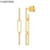 925 Silver Needle Long Chain Stud Earrings For Women Exquisite Zircon Geometric Tassel Pendant Earrings Luxury Jewelry