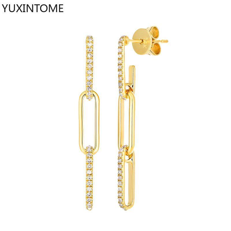925 Silver Needle Long Chain Stud Earrings For Women Exquisite Zircon Geometric Tassel Pendant Earrings Luxury Jewelry
