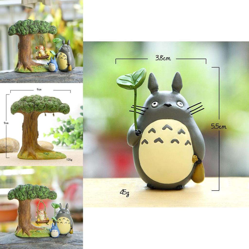 My Neighbor Totoro Resin Figurine Set With Cartoon Cat Swing For Desk And Garden Decor