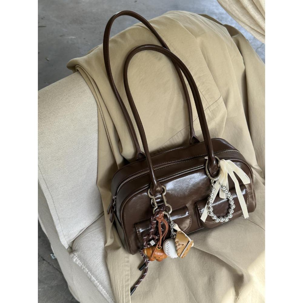 Korean niche simple fashion high-end handbag 2025 new versatile solid color large-capacity commuter tote bag