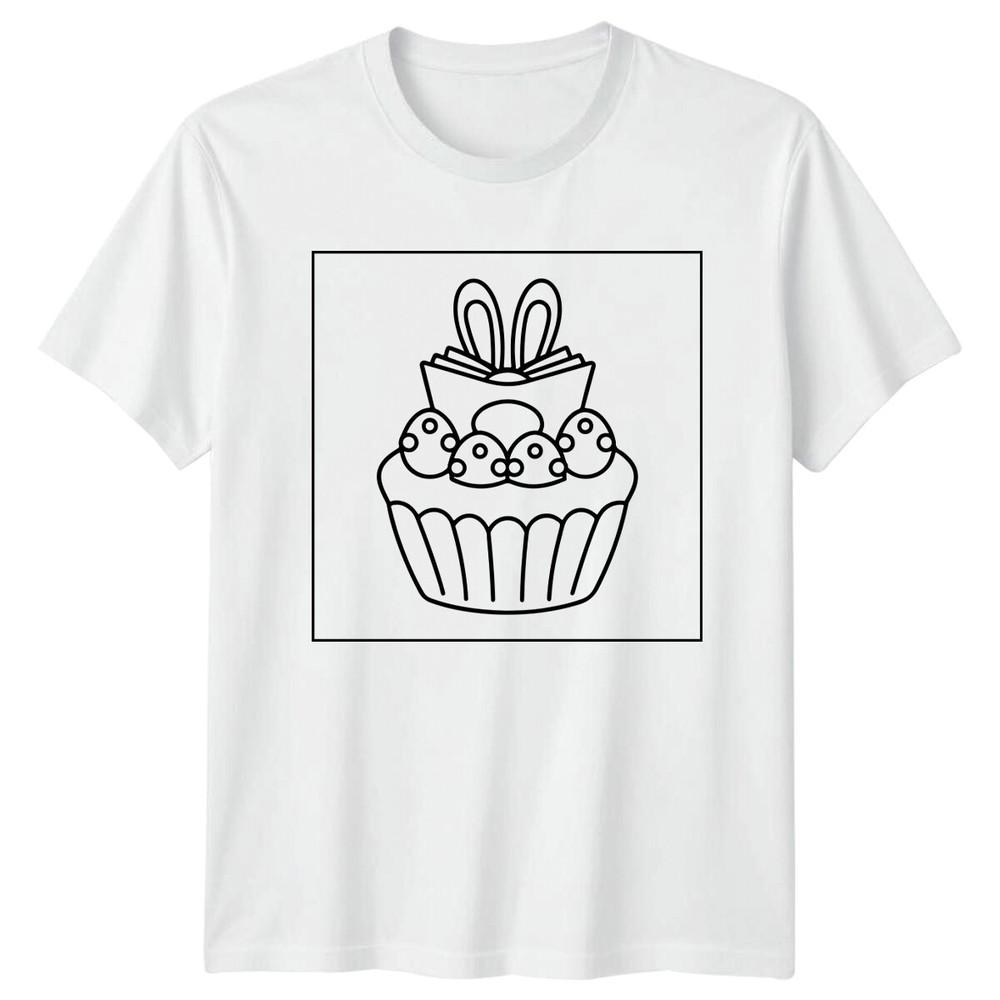 Easter Cupcake Bunny Ears Holiday Unisexs TShirt Ladies Tee Graphic Top S