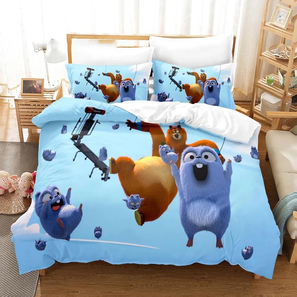 3D Printed Grizzy N Lemmings Bedding Set Duvet Cover Bedroom Comforter Covers Single Twin King Size Quilt Cover Home