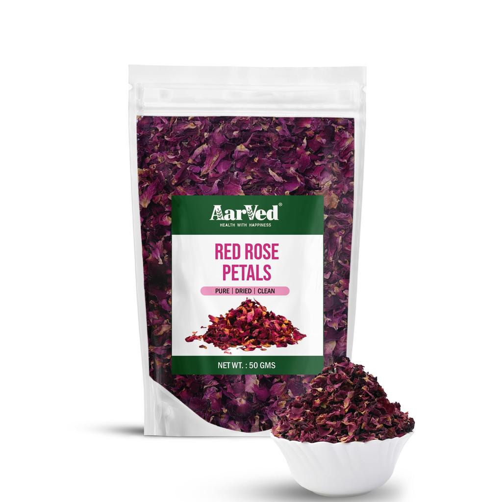 Petali di Rosa Secchi (50g, Confezione da 1) Petali di Rosa Commestibili per Gulkand, Tè, Dolci, Pasticceria, Acqua di Rose, Artigianato | Essiccati Naturalmente al Sole | Ricchi di Vitamina C