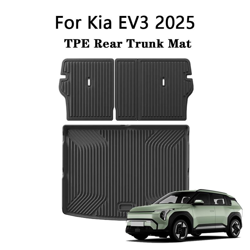Car Trunk Mat For Kia EV3 2025 TPE Full Coverage Seat Backrest Cushion All-Weather Waterproof Anti-Slip Trunk Carpet Cargo Liner